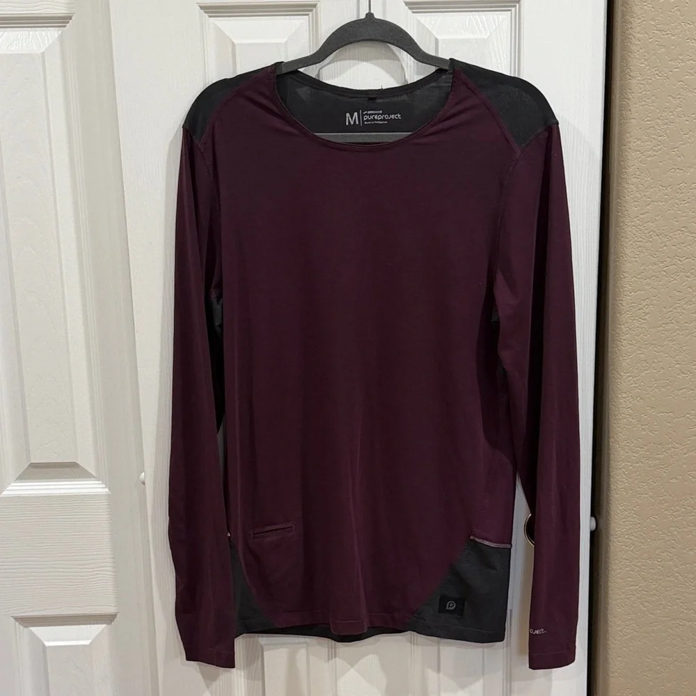 Brooks Maroon Long Sleeve Athletic Shirt Size M - Picture 1 of 11